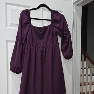 Purple Long Sleeve Dress